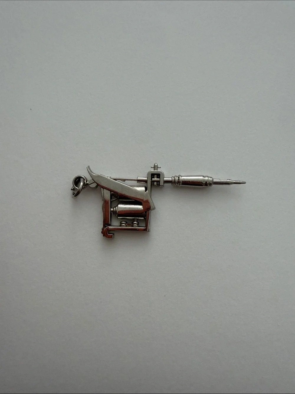 Tattoo Machine Charm Pendant - Silver